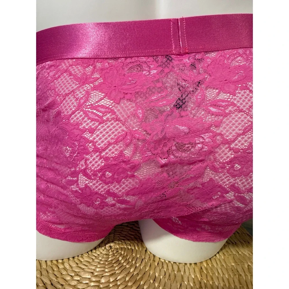 Cosabella Men's Never Say Never Hot Pink Lace‎ Boxer Trunk Size L